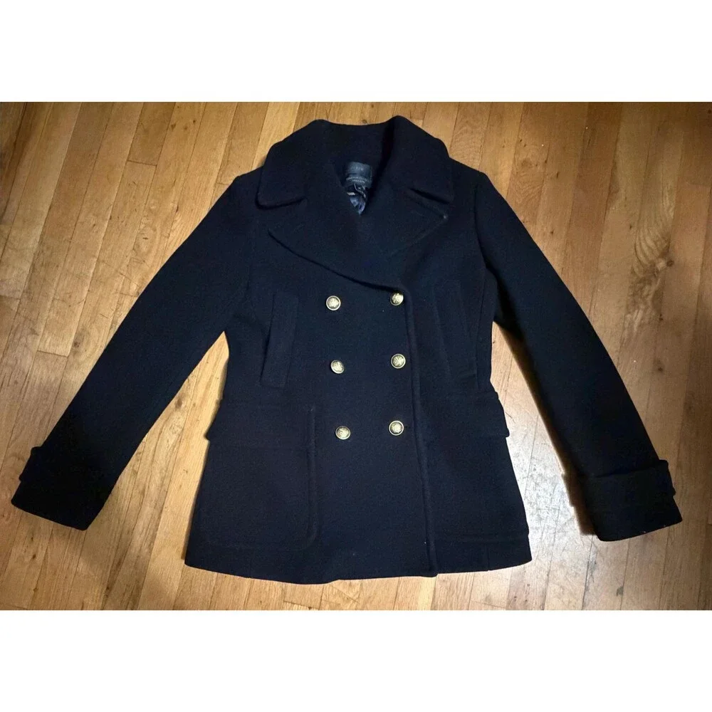 J.Crew Boys Stadium Cloth Peacoat Size 8T Black Wool Blend Nello Gori - Picture 2 of 14